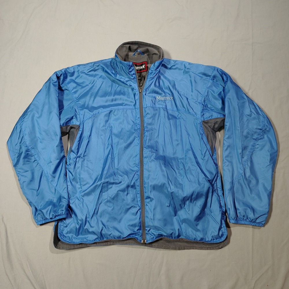 Marmot Jacket Womens Large Blue DriClime Fleece Lined Full Zip Windbreaker